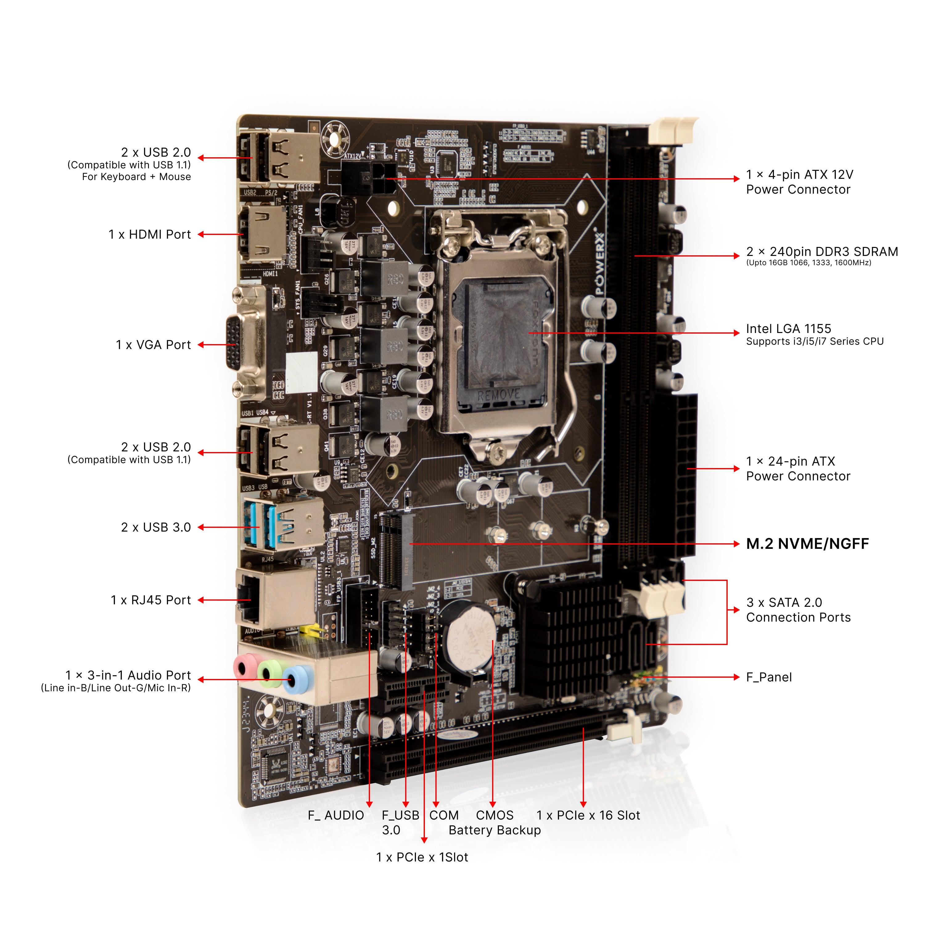 PMB-B75-DDR3 NVMe POWERX MOTHERBOARD