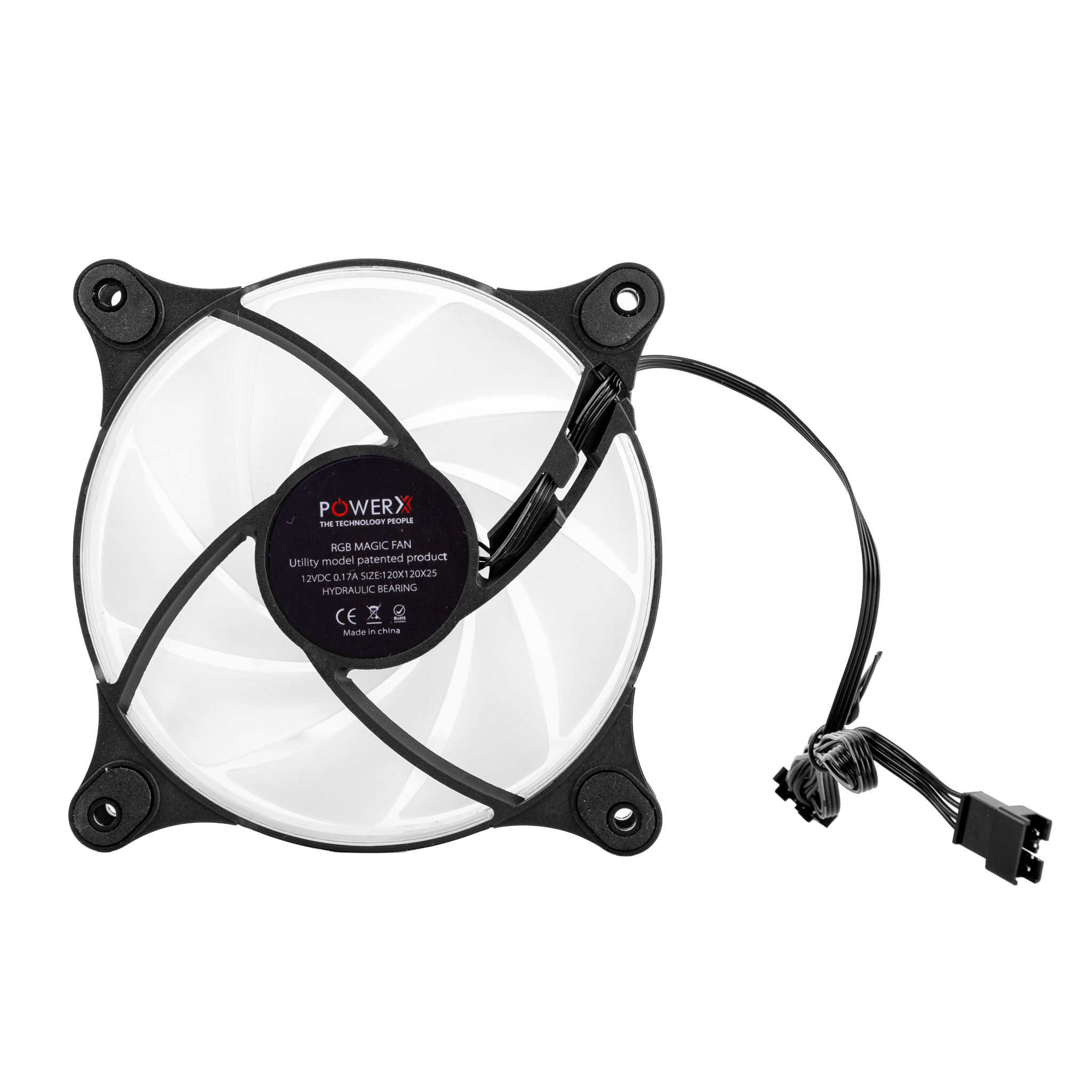 POWERX 120MM 9-Blade ARGB Gaming PC Cooling Fan with Dual-Sided RGB Ring – Black