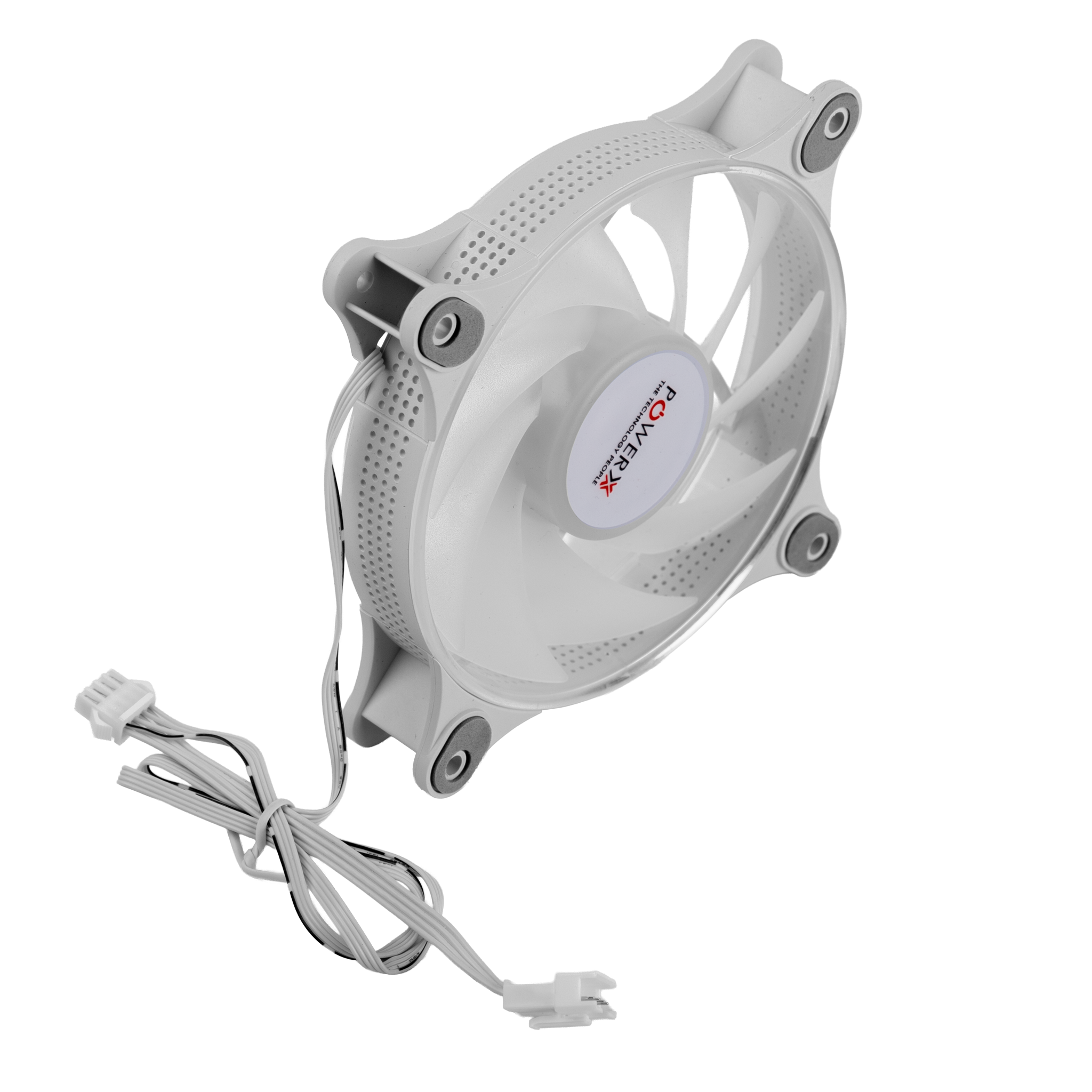 POWERX 120MM 9-Blade ARGB Gaming PC Cooling Fan with Dual-Sided RGB Ring – White