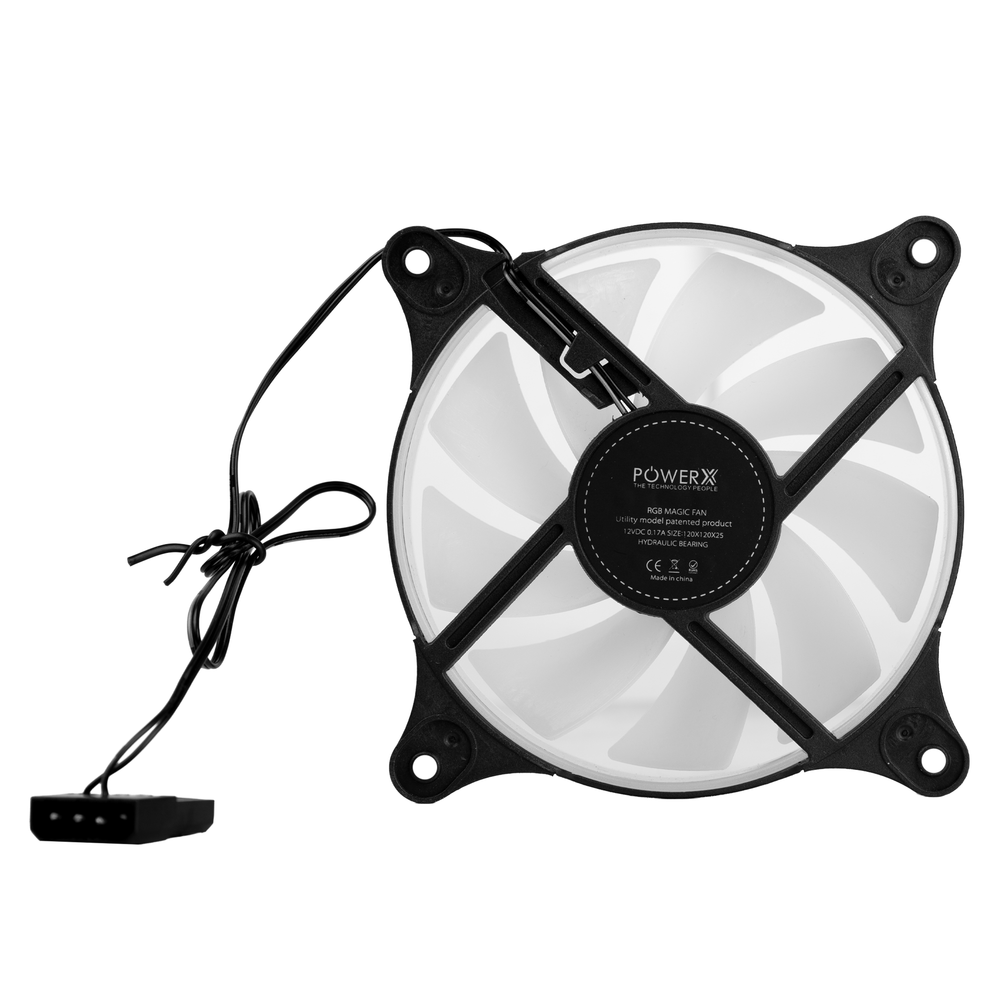 POWERX 120MM 9-Blade RGB Cooling Fan with Dual-Sided RGB Ring – Black