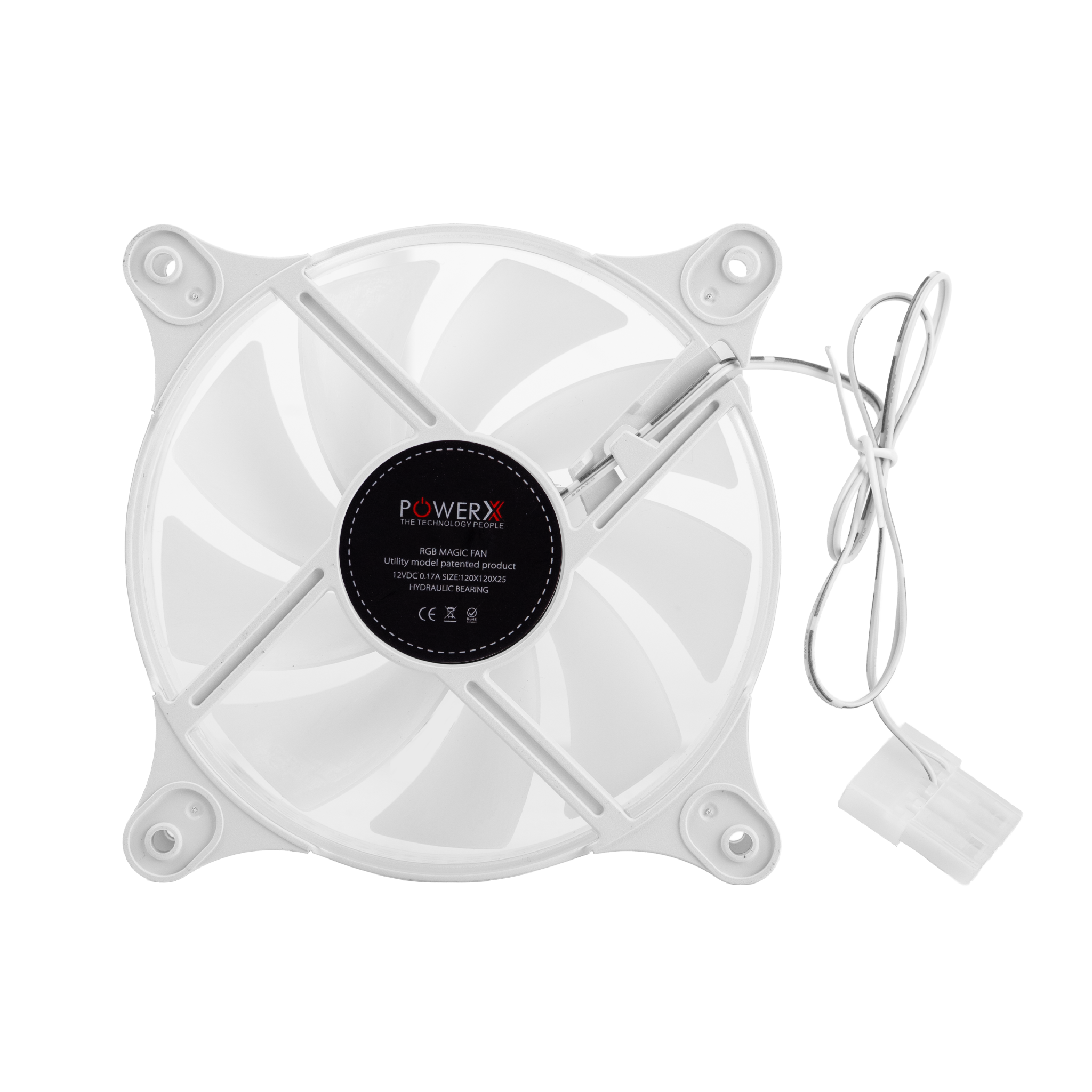 POWERX 120MM 9-Blade RGB Cooling Fan with Dual-Sided RGB Ring – White