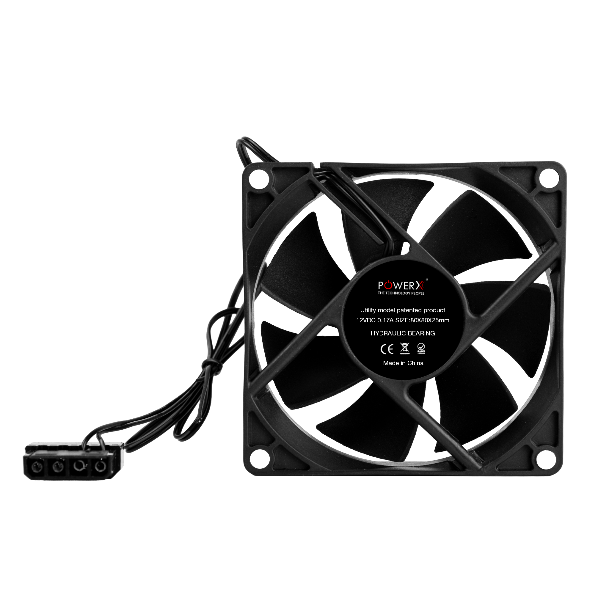 POWERX 80MM 7-Blade Normal Cooling Fan – Black