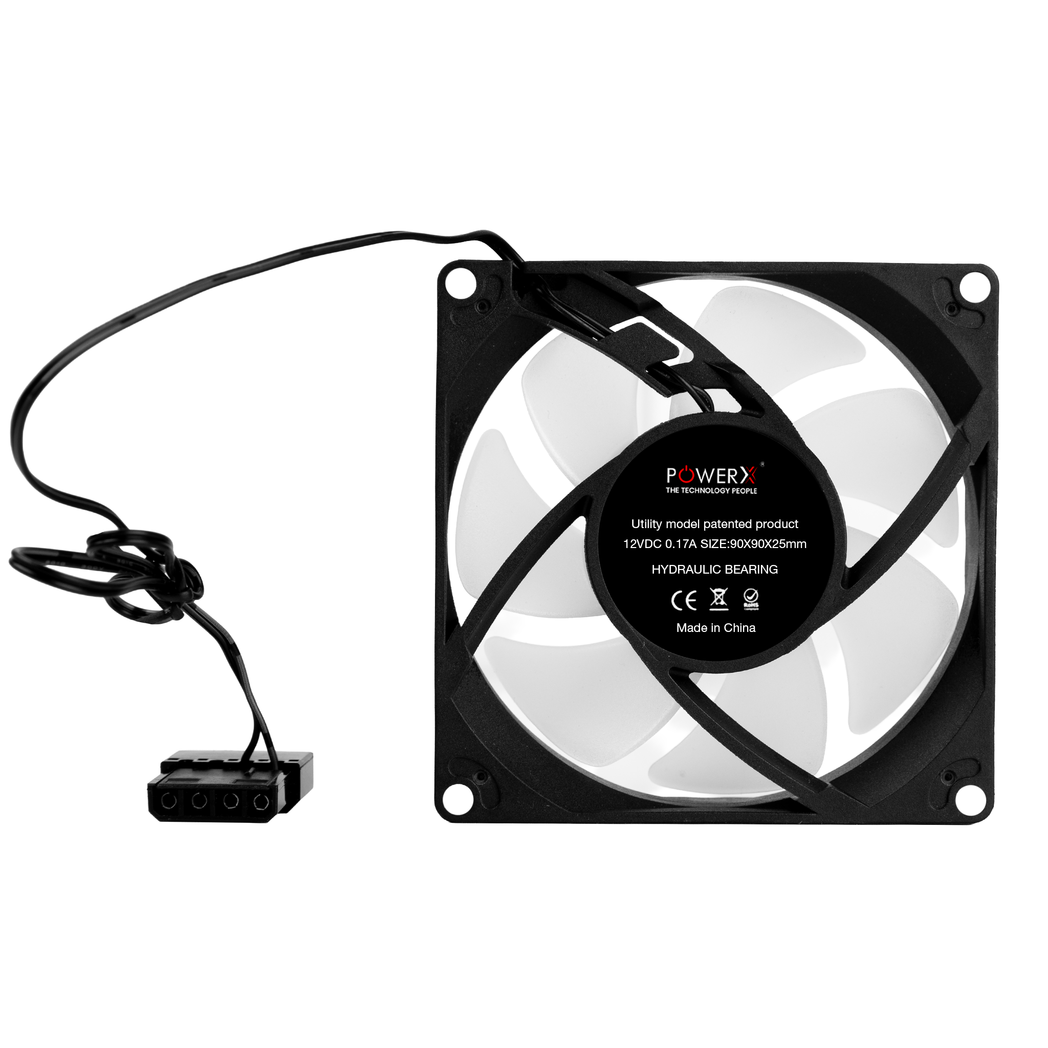 POWERX 90MM 7-Blade RGB Cooling Fan – Black