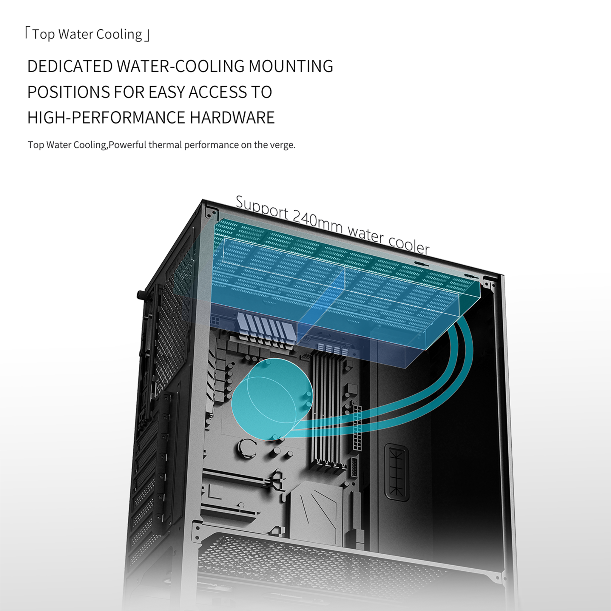 POWERX U910 Ultra Cabinet – RGB Mid Tower PC Case with Tempered Glass, ATX Support, 240mm Liquid Cooler, Type-C, Advanced Cable Management