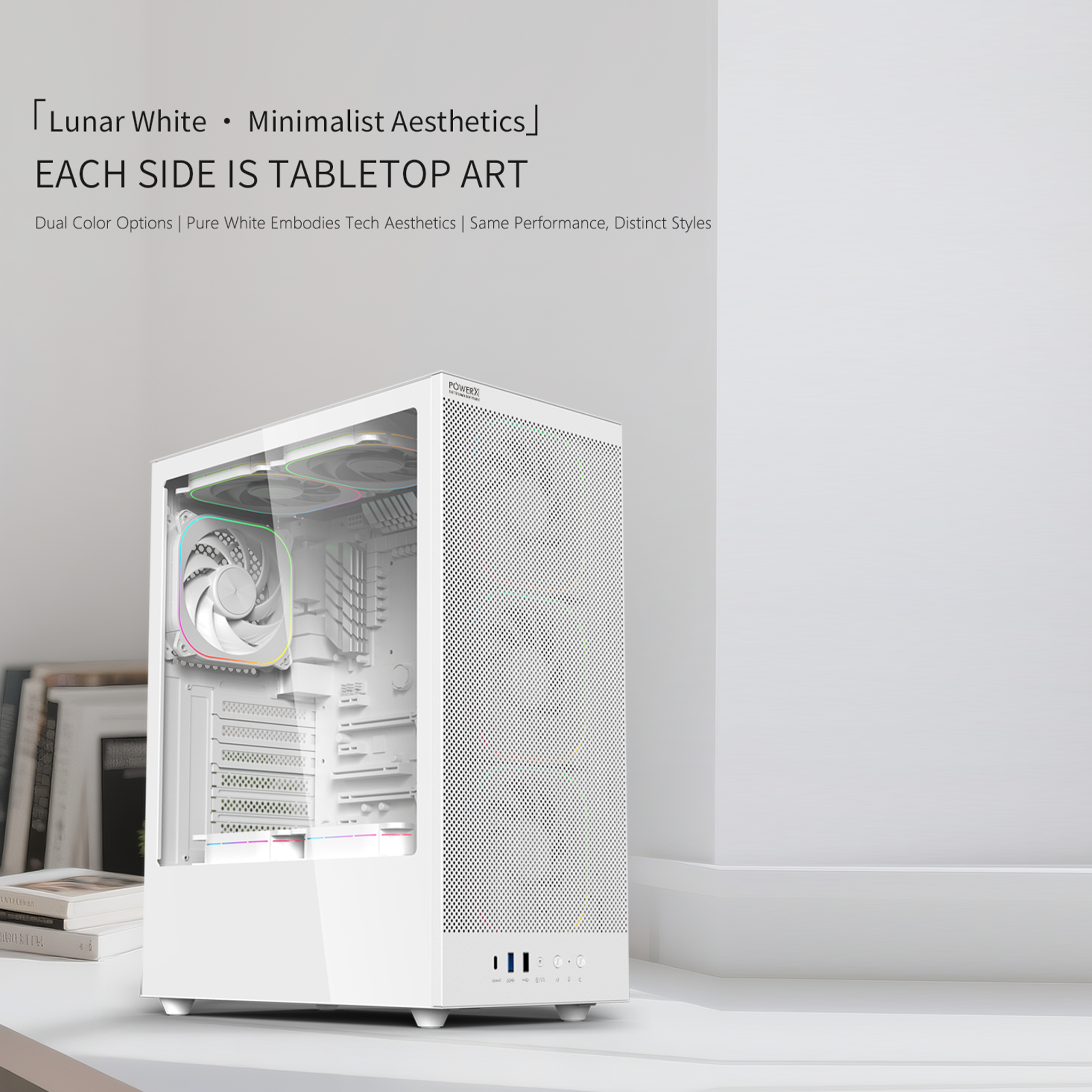 POWERX U900 Ultra Cabinet – RGB Mid Tower PC Case with Tempered Glass, ATX Support, 240mm Liquid Cooler, Type-C, Advanced Cable Management