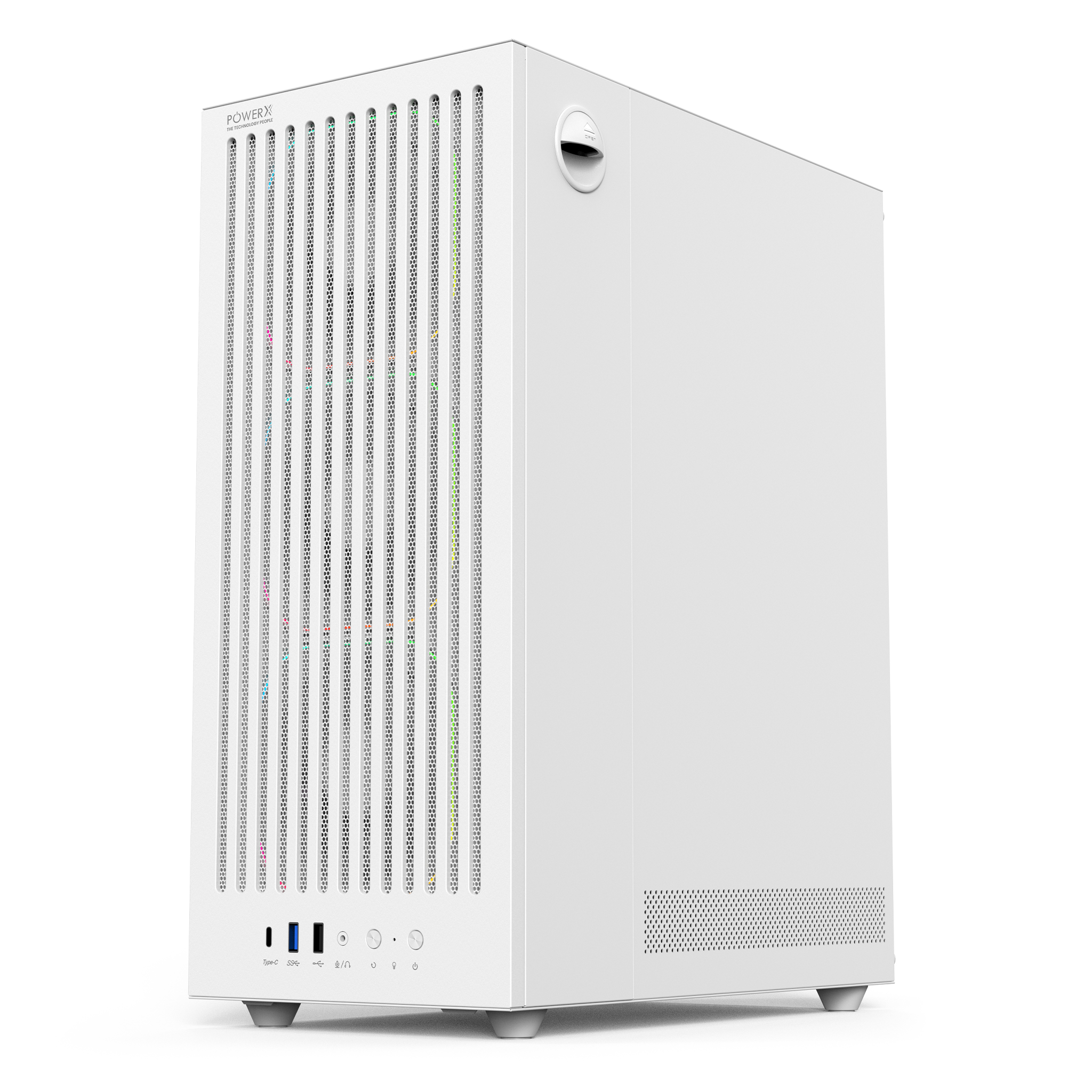 POWERX U910 Ultra Cabinet – RGB Mid Tower PC Case with Tempered Glass, ATX Support, 240mm Liquid Cooler, Type-C, Advanced Cable Management