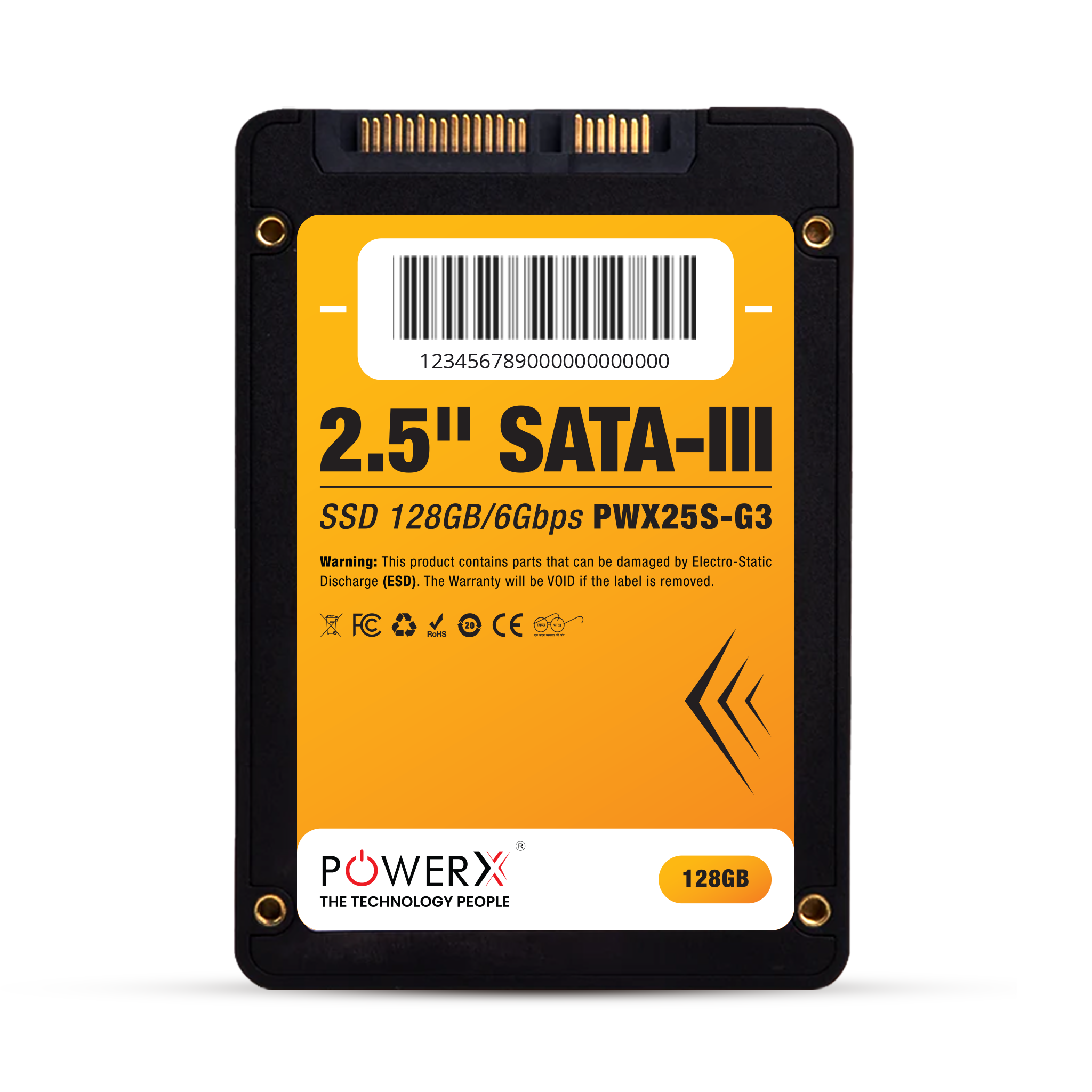 POWERX 2.5" SATA 3.0 SSD 128GB - 550MB/s Read, 490MB/s Write, 3D NAND TLC, High Performance for PCs & Laptops