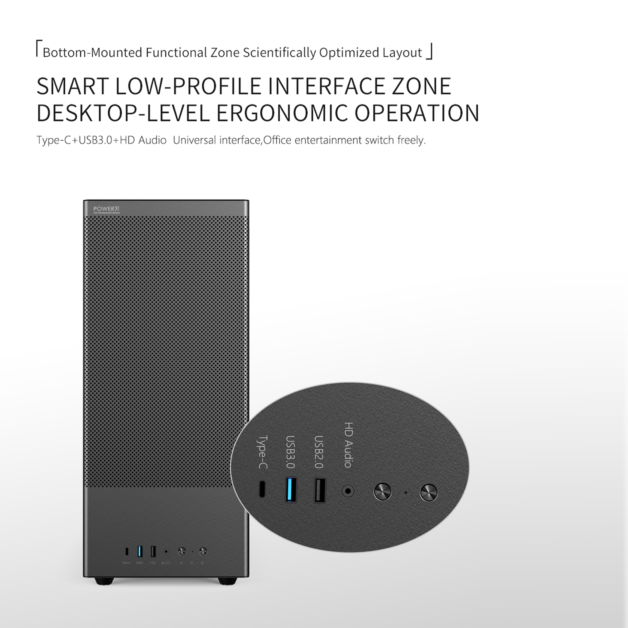 POWERX U610 Ultra Gaming Cabinet – RGB Mid Tower PC Case with Tempered Glass, Airflow Cooling, Cable Management – Supports ATX, mATX, ITX, 330mm GPU, Type-C Port