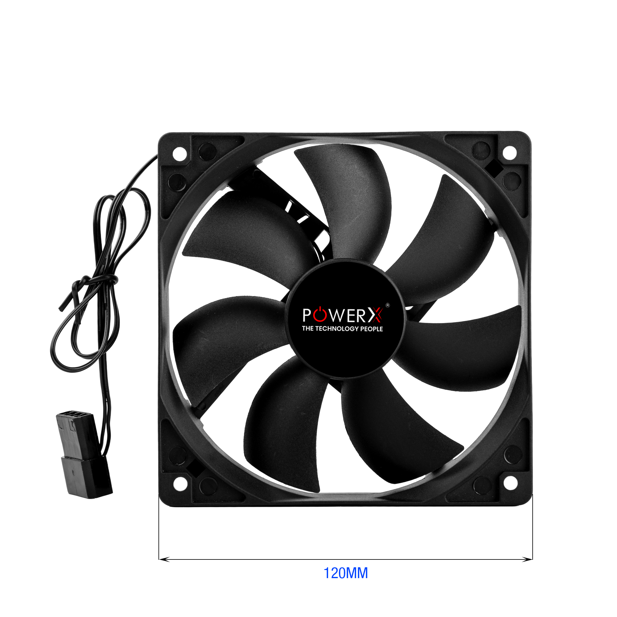 POWERX 120MM 7-Blade Normal Cooling Fan – Black