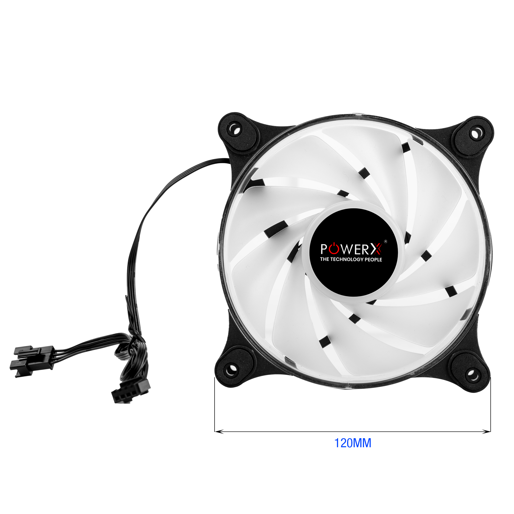 POWERX 120MM 9-Blade ARGB Gaming PC Cooling Fan with Dual-Sided RGB Ring – Black