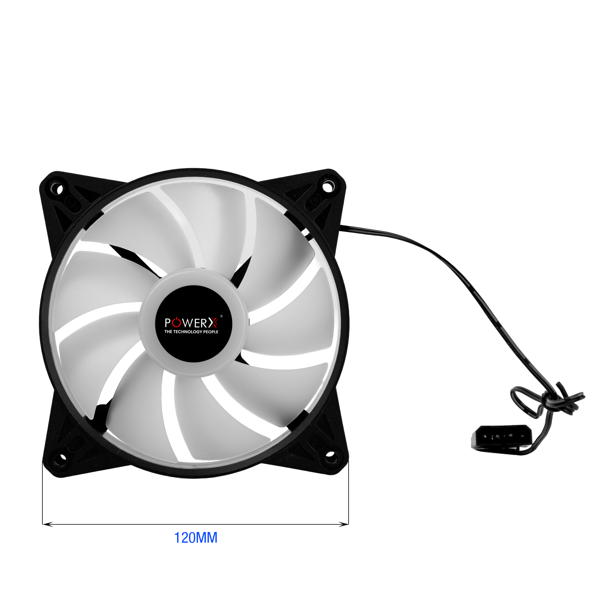 POWERX 120MM 9-Blade RGB Cooling Fan – Black