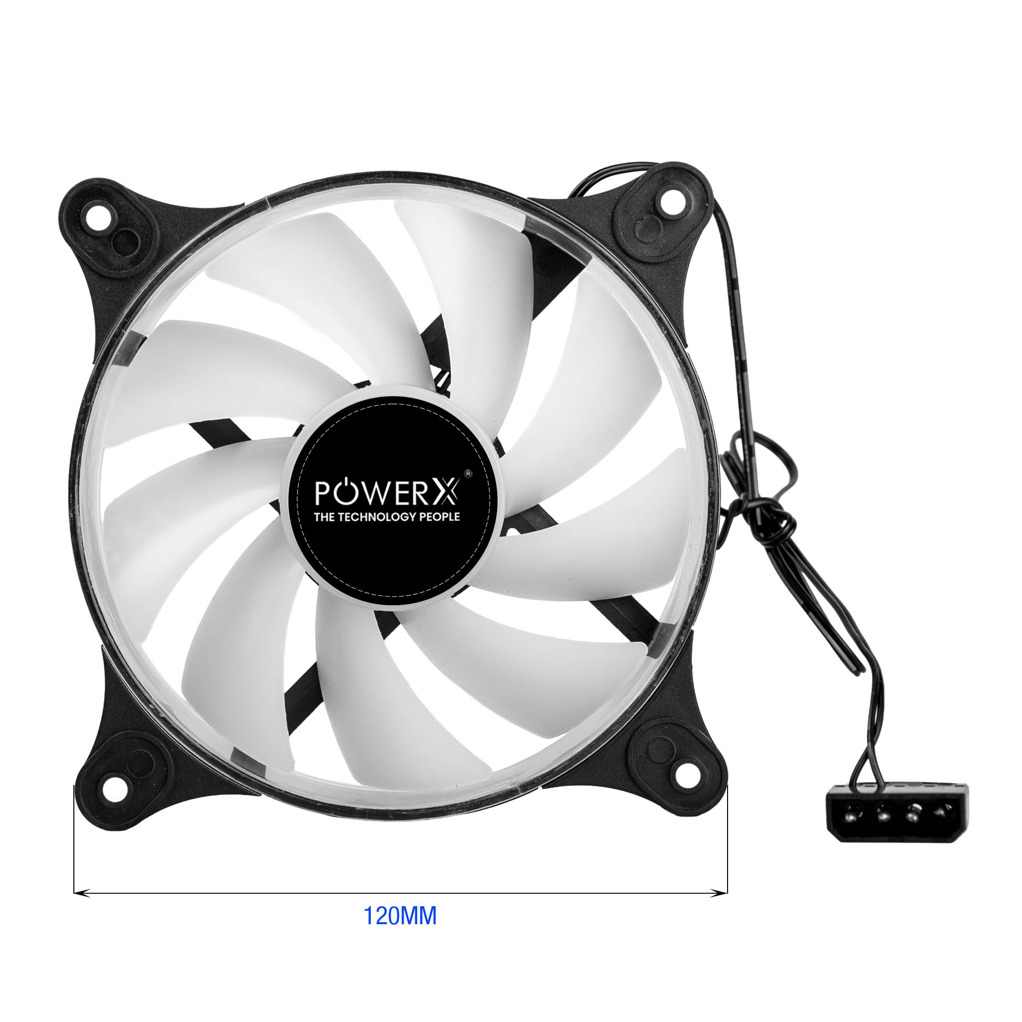 POWERX 120MM 9-Blade RGB Cooling Fan with Dual-Sided RGB Ring – Black