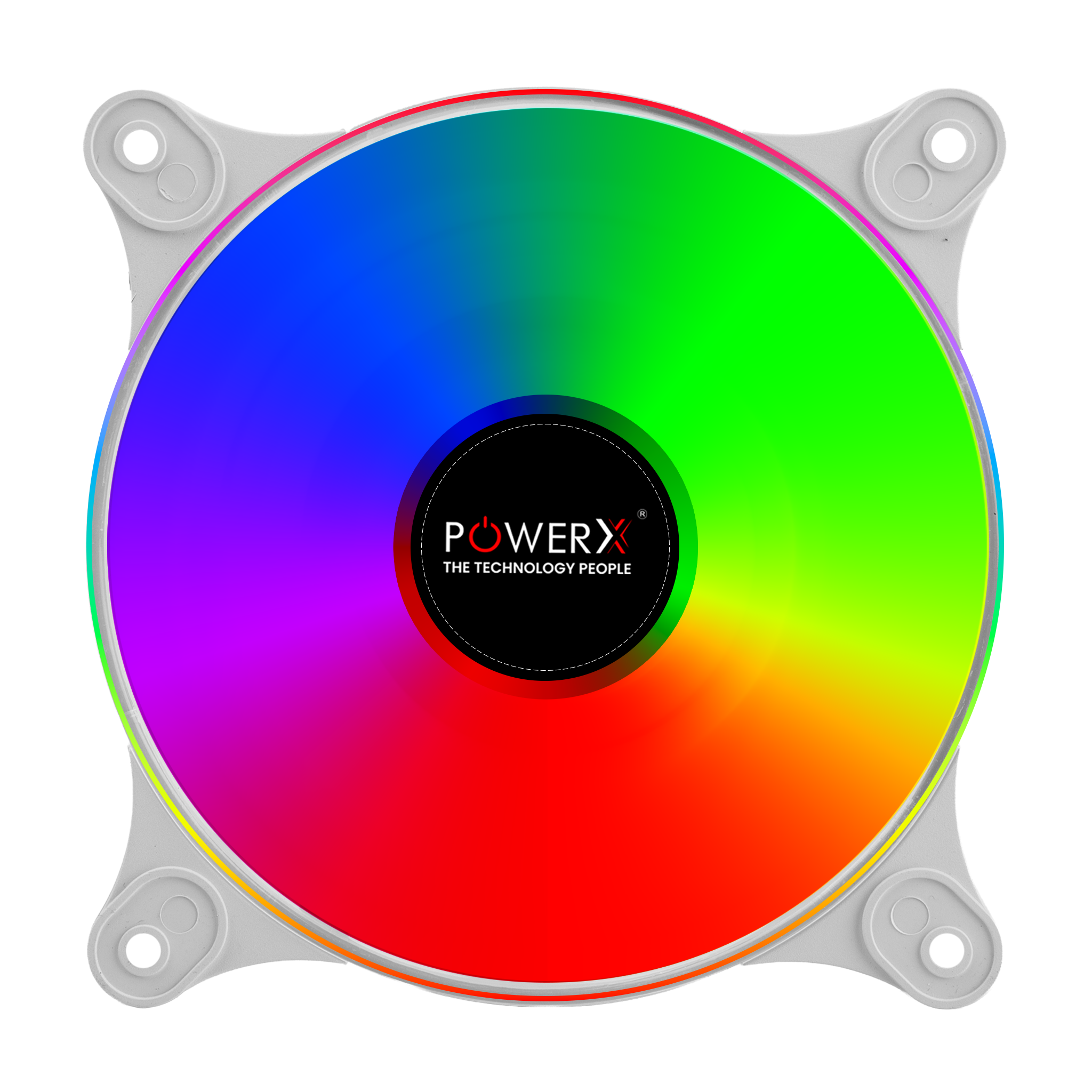 POWERX 120MM 9-Blade RGB Cooling Fan with Dual-Sided RGB Ring – White