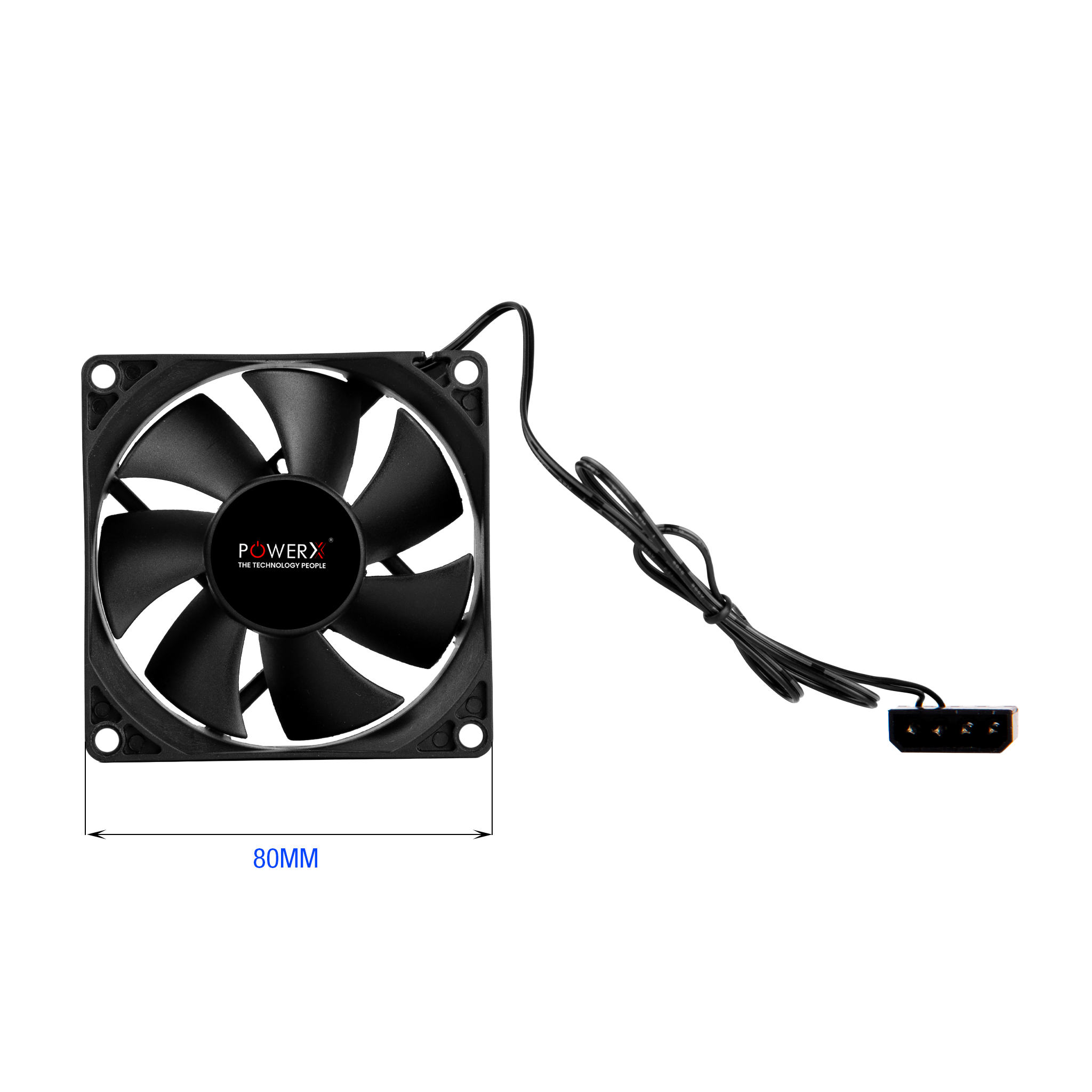 POWERX 80MM 7-Blade Normal Cooling Fan – Black