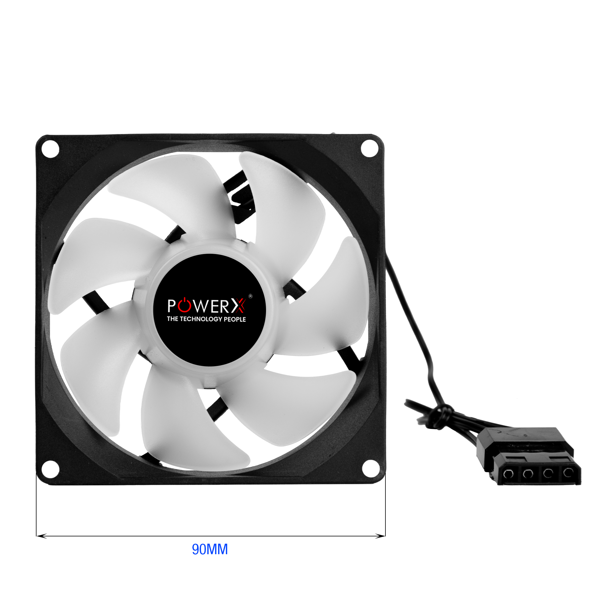 POWERX 90MM 7-Blade RGB Cooling Fan – Black