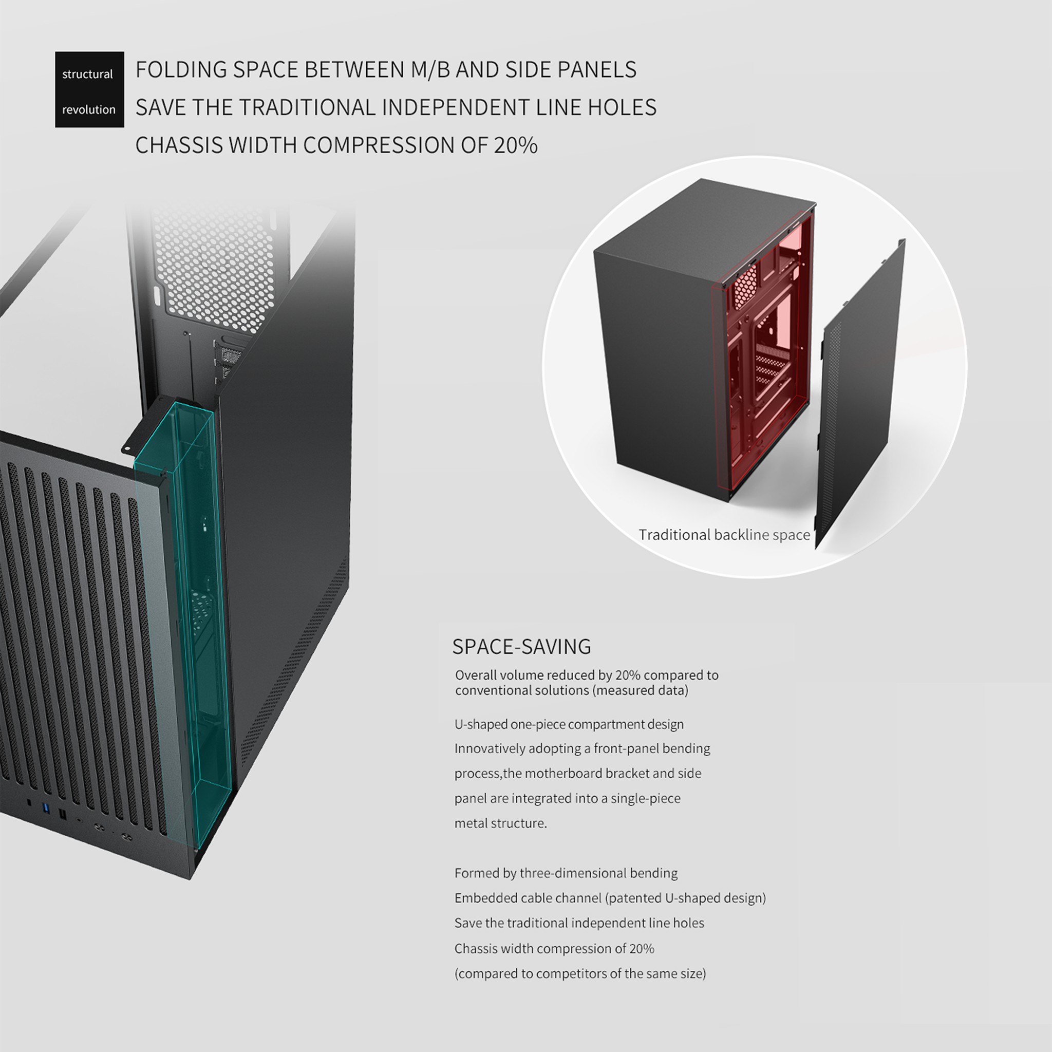 POWERX U910 Ultra Cabinet – RGB Mid Tower PC Case with Tempered Glass, ATX Support, 240mm Liquid Cooler, Type-C, Advanced Cable Management