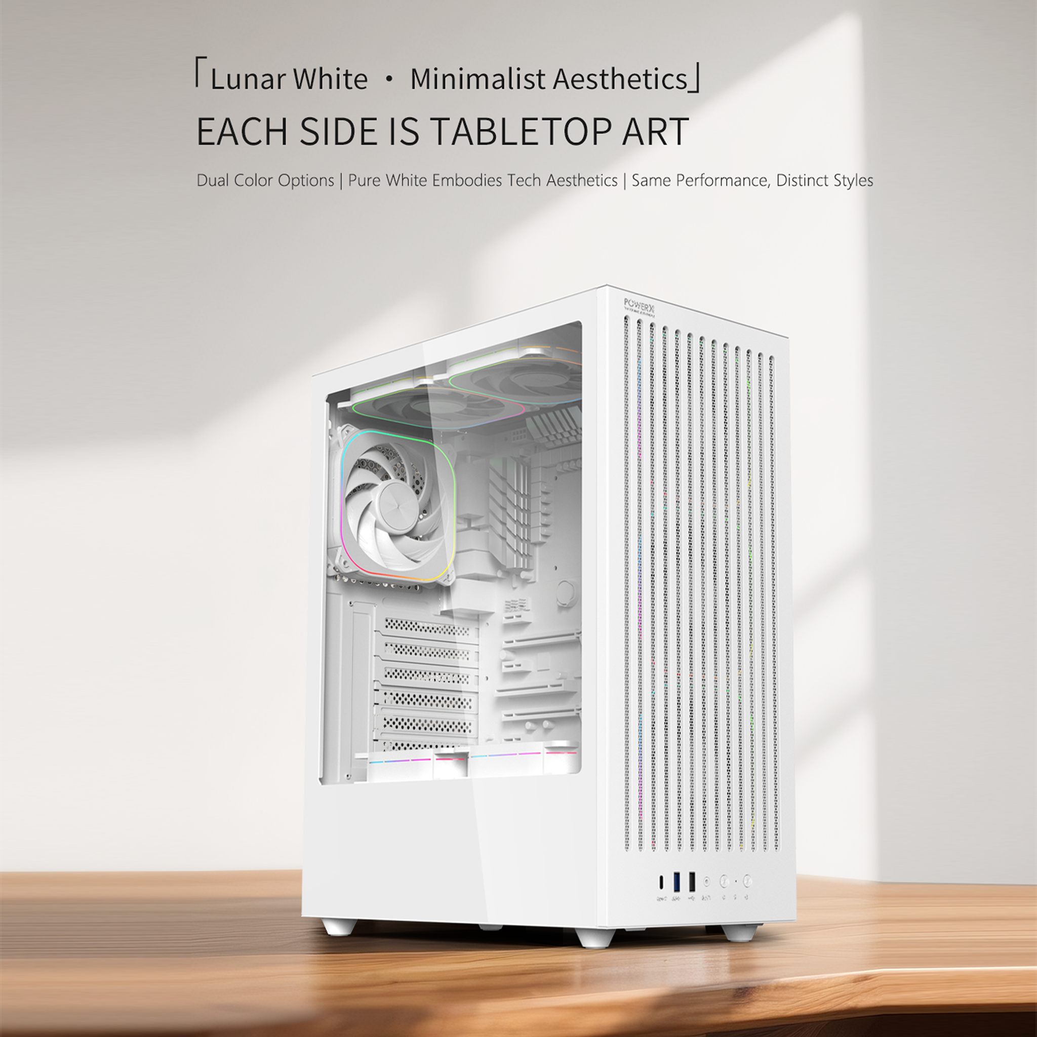 POWERX U910 Ultra Cabinet – RGB Mid Tower PC Case with Tempered Glass, ATX Support, 240mm Liquid Cooler, Type-C, Advanced Cable Management