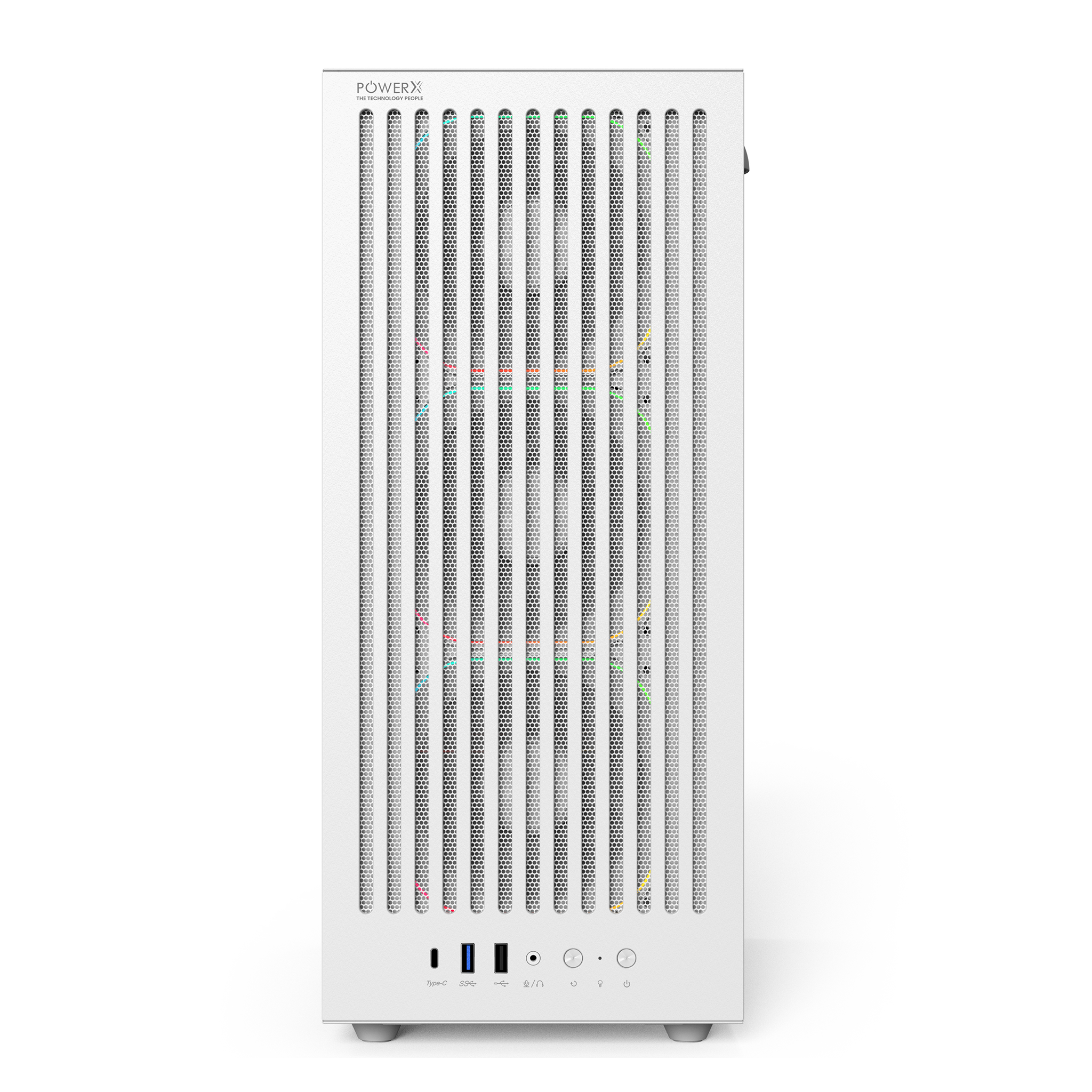 POWERX U910 Ultra Cabinet – RGB Mid Tower PC Case with Tempered Glass, ATX Support, 240mm Liquid Cooler, Type-C, Advanced Cable Management