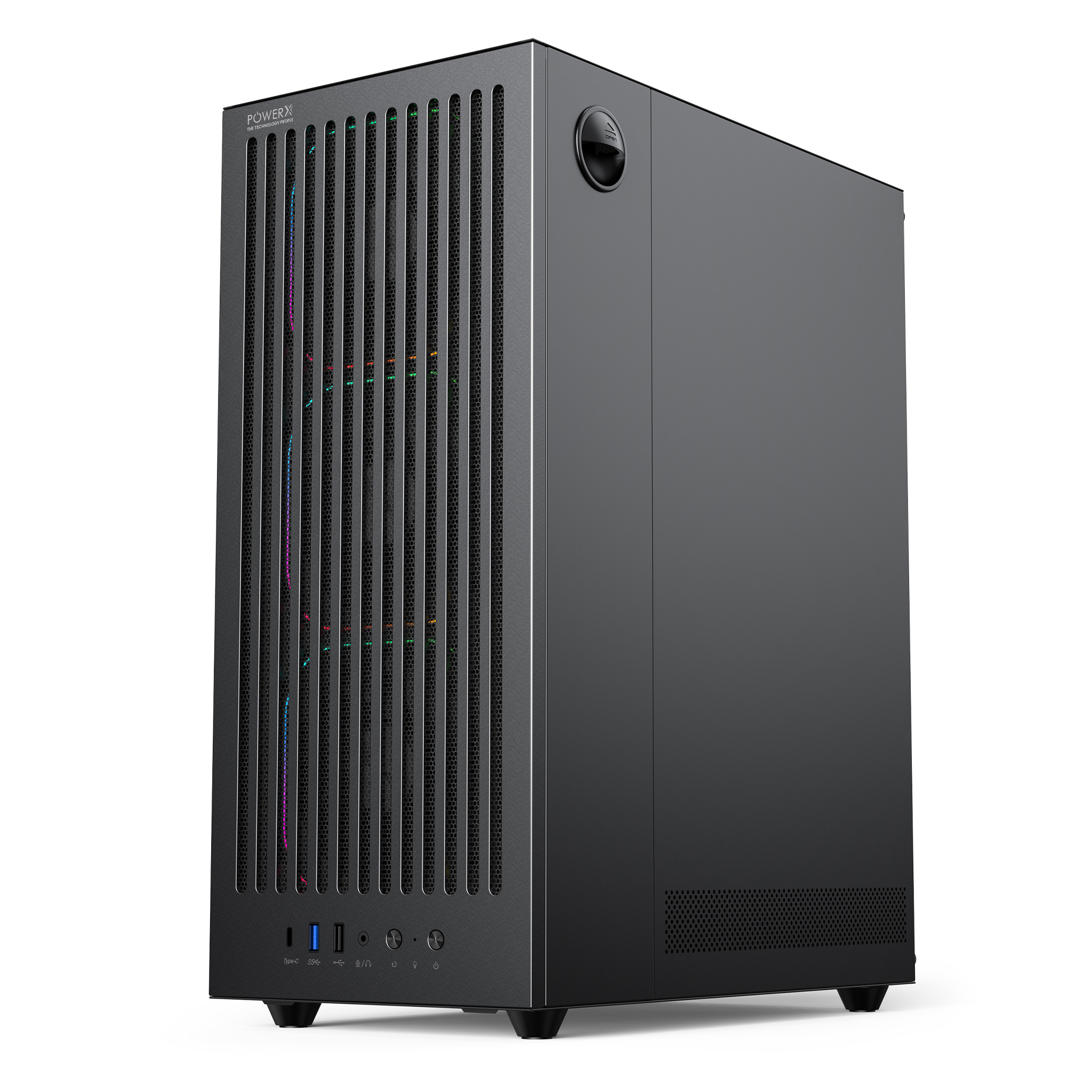 POWERX U910 Ultra Cabinet – RGB Mid Tower PC Case with Tempered Glass, ATX Support, 240mm Liquid Cooler, Type-C, Advanced Cable Management