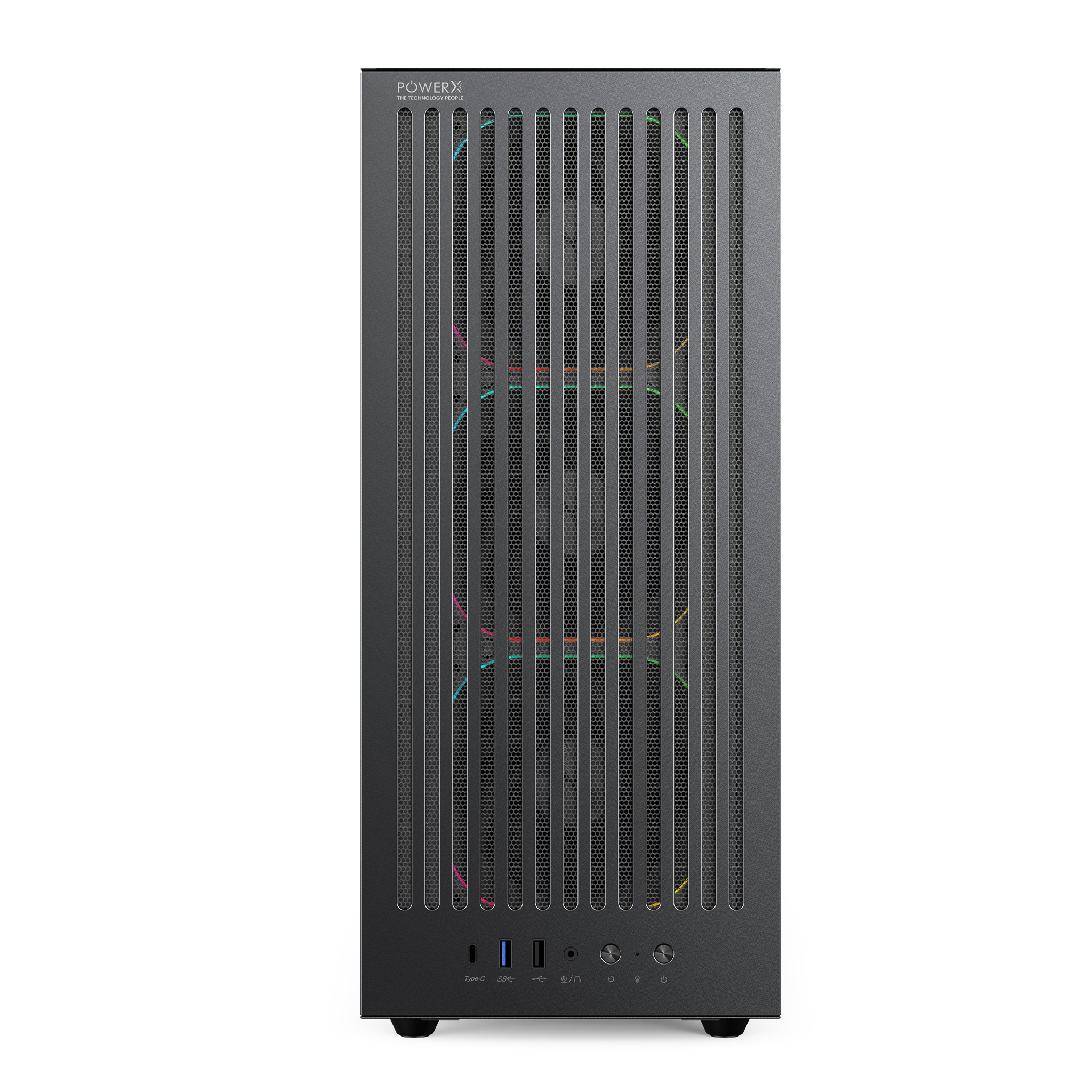 POWERX U910 Ultra Cabinet – RGB Mid Tower PC Case with Tempered Glass, ATX Support, 240mm Liquid Cooler, Type-C, Advanced Cable Management