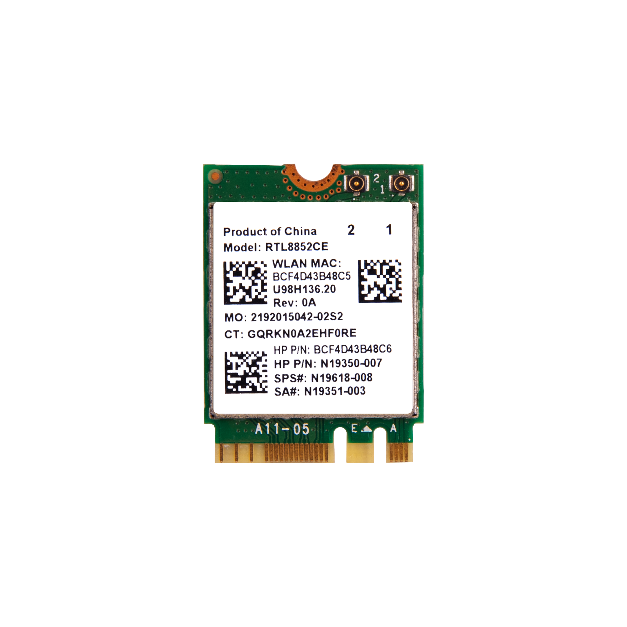 WiFi-6 - RTL8852CE Wi-Fi + Bluetooth 5.2